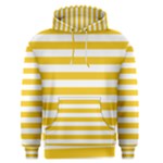 Horizontal Stripes - White and Deep Lemon Yellow Men s Pullover Hoodie