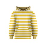 Horizontal Stripes - White and Deep Lemon Yellow Kid s Pullover Hoodie