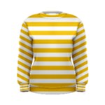 Horizontal Stripes - White and Deep Lemon Yellow Women s Sweatshirt