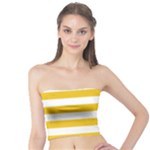 Horizontal Stripes - White and Deep Lemon Yellow Tube Top