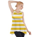 Horizontal Stripes - White and Deep Lemon Yellow Side Drop Tank Tunic