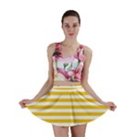 Horizontal Stripes - White and Deep Lemon Yellow Mini Skirt