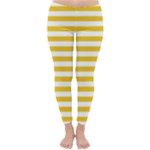 Horizontal Stripes - White and Deep Lemon Yellow Winter Leggings