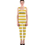 Horizontal Stripes - White and Deep Lemon Yellow OnePiece Catsuit