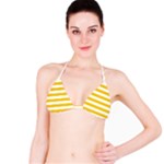 Horizontal Stripes - White and Deep Lemon Yellow Bikini Top