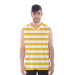 Horizontal Stripes - White and Deep Lemon Yellow Men s Basketball Tank Top