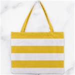 Horizontal Stripes - White and Deep Lemon Yellow Mini Tote Bag