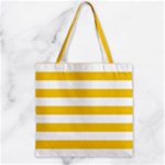 Horizontal Stripes - White and Deep Lemon Yellow Zipper Grocery Tote Bag