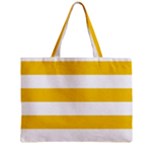 Horizontal Stripes - White and Deep Lemon Yellow Zipper Mini Tote Bag