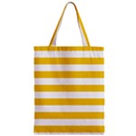 Horizontal Stripes - White and Deep Lemon Yellow Zipper Classic Tote Bag