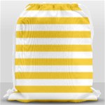 Horizontal Stripes - White and Deep Lemon Yellow Drawstring Bag (Large)