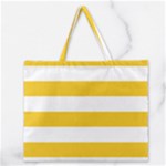Horizontal Stripes - White and Deep Lemon Yellow Zipper Large Tote Bag