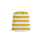 Horizontal Stripes - White and Deep Lemon Yellow Drawstring Pouch (S)