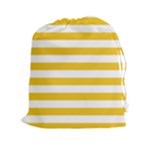 Horizontal Stripes - White and Deep Lemon Yellow Drawstring Pouch (XXl)