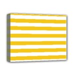 Horizontal Stripes - White and Deep Lemon Yellow Deluxe Canvas 14  x 11  (Stretched)