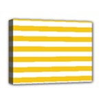 Horizontal Stripes - White and Deep Lemon Yellow Deluxe Canvas 16  x 12  (Stretched)