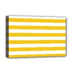Horizontal Stripes - White and Deep Lemon Yellow Deluxe Canvas 18  x 12  (Stretched)