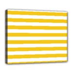 Horizontal Stripes - White and Deep Lemon Yellow Deluxe Canvas 24  x 20  (Stretched)