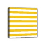 Horizontal Stripes - White and Deep Lemon Yellow Mini Canvas 4  x 4  (Stretched)