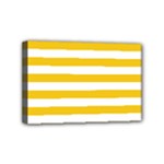 Horizontal Stripes - White and Deep Lemon Yellow Mini Canvas 6  x 4  (Stretched)
