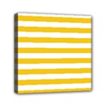 Horizontal Stripes - White and Deep Lemon Yellow Mini Canvas 6  x 6  (Stretched)