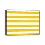 Horizontal Stripes - White and Deep Lemon Yellow Mini Canvas 7  x 5  (Stretched)