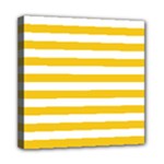 Horizontal Stripes - White and Deep Lemon Yellow Mini Canvas 8  x 8  (Stretched)