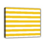Horizontal Stripes - White and Deep Lemon Yellow Canvas 10  x 8  (Stretched)