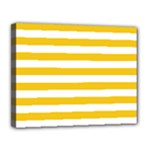 Horizontal Stripes - White and Deep Lemon Yellow Canvas 14  x 11  (Stretched)
