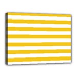 Horizontal Stripes - White and Deep Lemon Yellow Canvas 16  x 12  (Stretched)