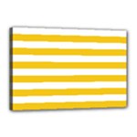 Horizontal Stripes - White and Deep Lemon Yellow Canvas 18  x 12  (Stretched)