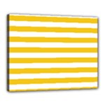 Horizontal Stripes - White and Deep Lemon Yellow Canvas 20  x 16  (Stretched)