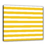 Horizontal Stripes - White and Deep Lemon Yellow Canvas 24  x 20  (Stretched)