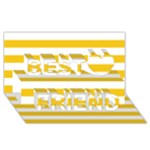 Horizontal Stripes - White and Deep Lemon Yellow Best Friends 3D Greeting Card (8x4)