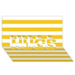 Horizontal Stripes - White and Deep Lemon Yellow HUGS 3D Greeting Card (8x4)