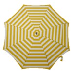 Horizontal Stripes - White and Deep Lemon Yellow Hook Handle Umbrella (Medium)