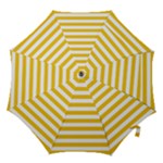 Horizontal Stripes - White and Deep Lemon Yellow Hook Handle Umbrella (Large)