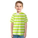 Horizontal Stripes - White and Fluorescent Yellow Kid s Sport Mesh Tee
