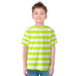Horizontal Stripes - White and Fluorescent Yellow Kid s Cotton Tee