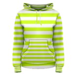 Horizontal Stripes - White and Fluorescent Yellow Women s Pullover Hoodie