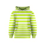 Horizontal Stripes - White and Fluorescent Yellow Kid s Pullover Hoodie