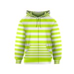 Horizontal Stripes - White and Fluorescent Yellow Kid s Zipper Hoodie