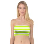 Horizontal Stripes - White and Fluorescent Yellow Bandeau Top