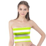 Horizontal Stripes - White and Fluorescent Yellow Tube Top