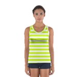 Horizontal Stripes - White and Fluorescent Yellow Women s Sport Tank Top