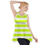 Horizontal Stripes - White and Fluorescent Yellow Side Drop Tank Tunic