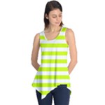 Horizontal Stripes - White and Fluorescent Yellow Sleeveless Tunic