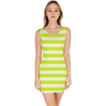 Horizontal Stripes - White and Fluorescent Yellow Bodycon Dress