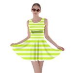 Horizontal Stripes - White and Fluorescent Yellow Skater Dress
