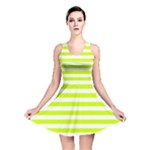 Horizontal Stripes - White and Fluorescent Yellow Reversible Skater Dress